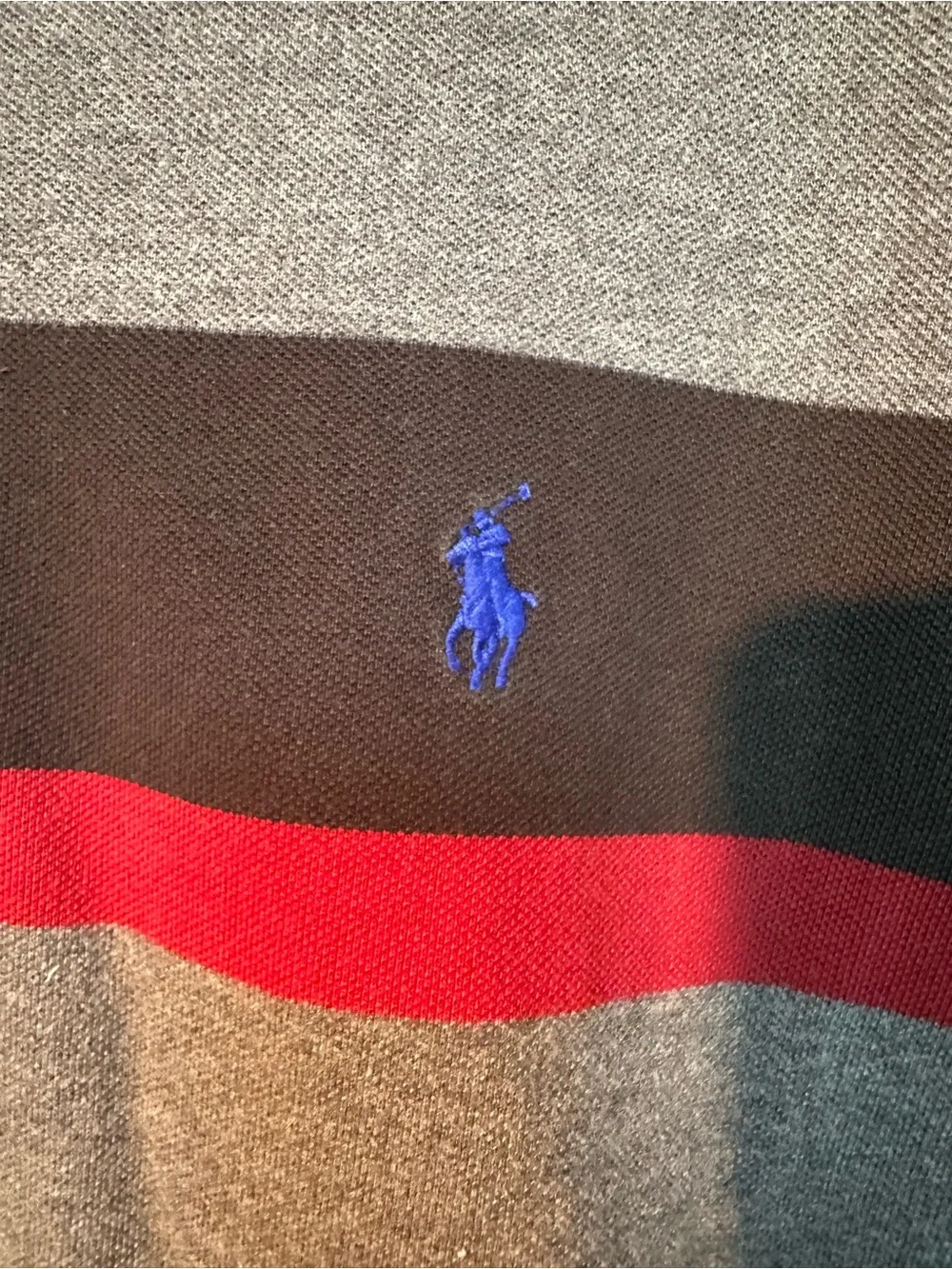 Ralph Lauren Striped Polo Shirt in Black, Gray & Red